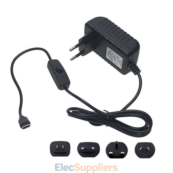5V 3A USB Type-C Power Adapter 15W AC DC Supply for Raspberry Pi 4B